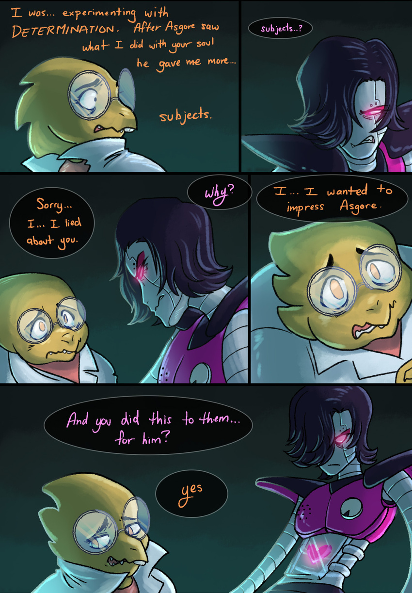 alphys ambiguous_gender astrobullet_(artist) clothing comic dialogue digital_media_(artwork) duo female hi_res machine mettaton robot undertale video_games