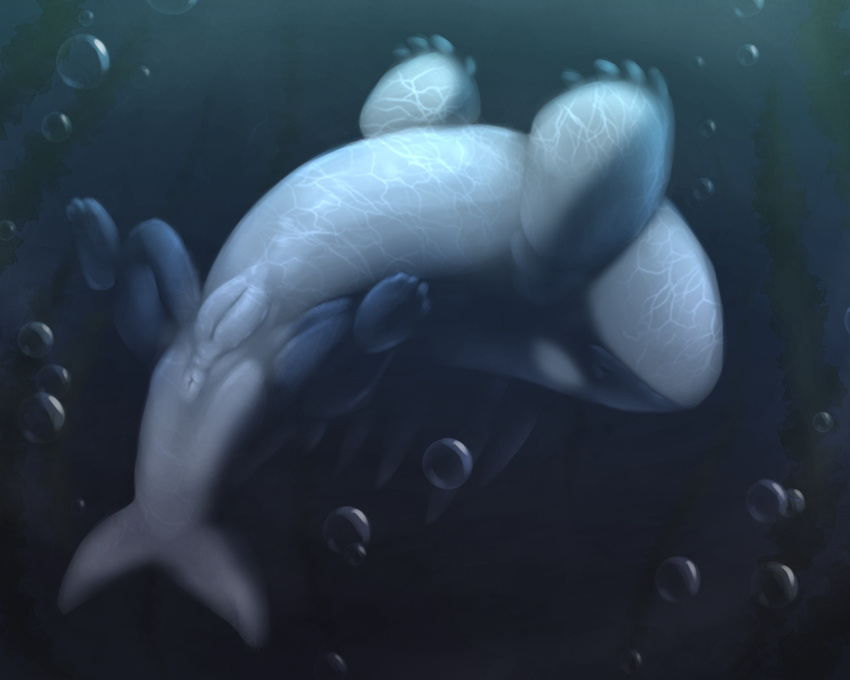 2016 anus black_body black_skin bubble cetacean digital_media_(artwork) dragon female feral fin hybrid lying mammal marine on_back orca orcagon pussy shaded solo spread_legs spreading underwater water whale white_skin yaroul