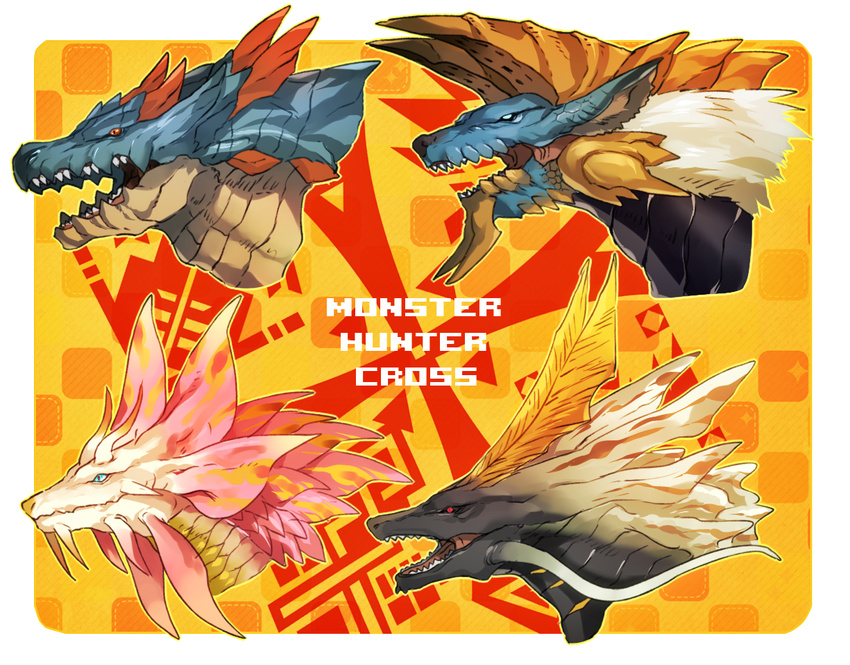 amatsumagatsuchi ambiguous_gender blue_eyes capcom dragon fanged_wyvern feral horn lagiacrus leviathan_(mh) monster_hunter red_eyes reptile scalie simple_background tamamitsune video_games zinogre