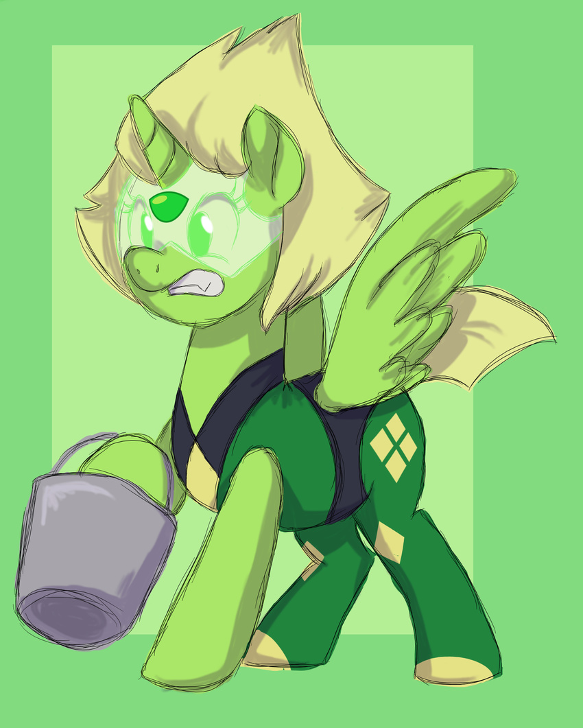 bucket digital_media_(artwork) equine full-length_portrait hi_res itoruna mammal my_little_pony peridot ponification portrait solo steven_universe wings