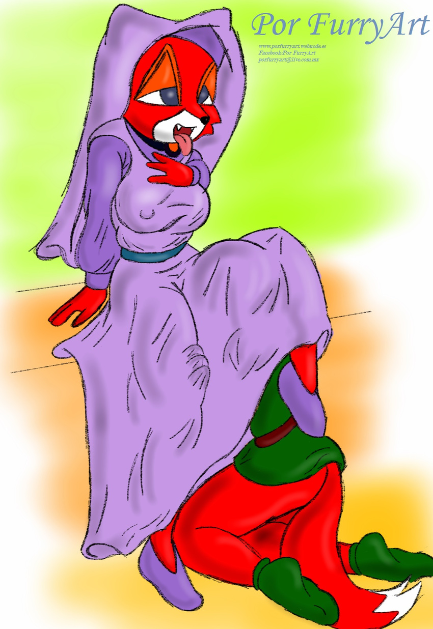 bottomless breasts canine clothed clothing disney dress duo female fox hi_res implied_cunnilingus inside_dress licking maid_marian male male/female mammal nipple_bulge oral orgasm orgasm_face parody por_furryart_(artist) robin_hood robin_hood_(disney) sex tongue tongue_out vaginal