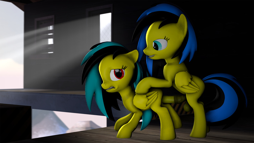 balls blue_eyes butt cgi couple dickgirl digital_media_(artwork) duo equine fan_character female female/female general: horse intersex invalid_color invalid_tag mammal mane my_little_pony pegasus penis rainbutt red_eyes sex snow source_filmmaker wings