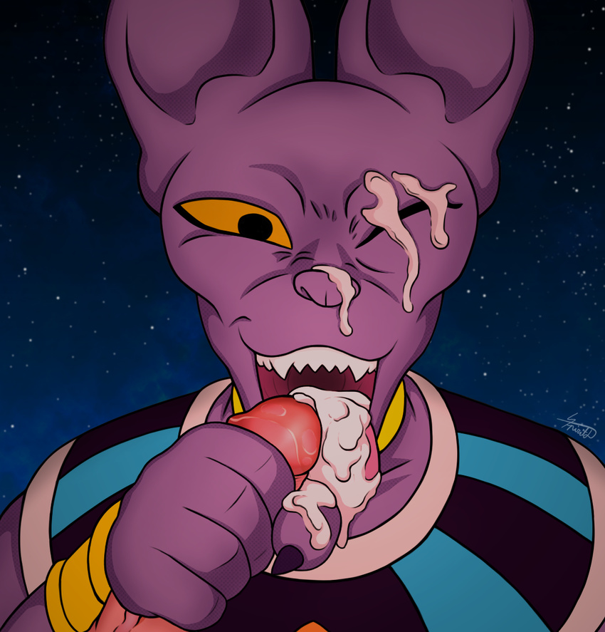 beerus cat clothing cum cum_in_mouth cum_inside dragon_ball dragon_ball_super dragon_ball_z excesive fangs feline fellatio forced handjob human humanoid_penis interspecies licking male male/male mammal muscular open_mouth oral penis sex solo_focus spiritd teeth tongue tongue_out