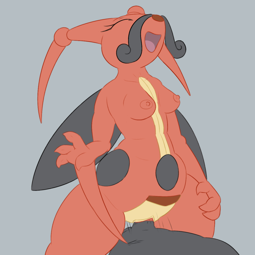 antennae anthro areola arthropod breasts cowgirl_position cricket duo erect_nipples erection eyes_closed facial_hair female hi_res insect kricketune lying male male/female mustache nintendo nipples nude on_top open_mouth penetration penis pok&eacute;mon posexe pussy sex simple_background small_breasts smile solo_focus tongue vaginal vaginal_penetration video_games wide_hips wings