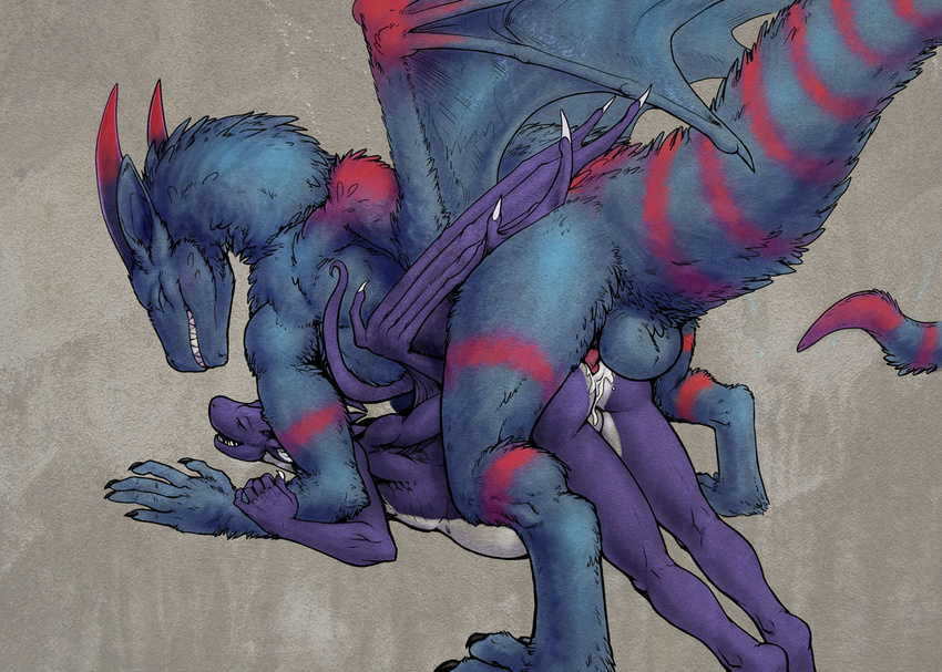 2014 anal anal_penetration anthro anthro_on_feral anus ass_up backsack balls bestiality big_dom_small_sub blue_fur butt cum cum_in_ass cum_inflation cum_inside cum_on_butt dragon duo erection eyes_closed feral firondraak fur furred_dragon gorath inflation male male/male male_on_feral multicolored_fur open_mouth penetration penis pink_fur red_fur sex simple_background size_difference smile striped_tail teeth two_tone_fur wings