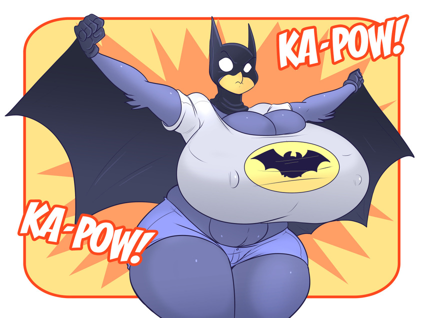 2016 anthro avian batman batman_(series) big_breasts bird breasts busty_bird cleavage clothed clothing cosplay female huge_breasts jaeh musclegut nipples non-mammal_breasts solo thick_thighs wide_hips