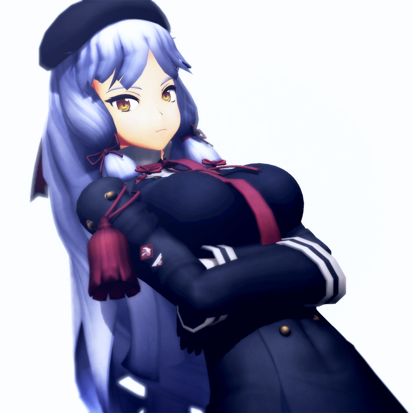 3d alternate_breast_size bad_id bad_pixiv_id breast_hold breasts covered_navel hat highres kantai_collection large_breasts long_hair looking_at_viewer mikumikudance murakumo_(kantai_collection) sierra_(ws) solo