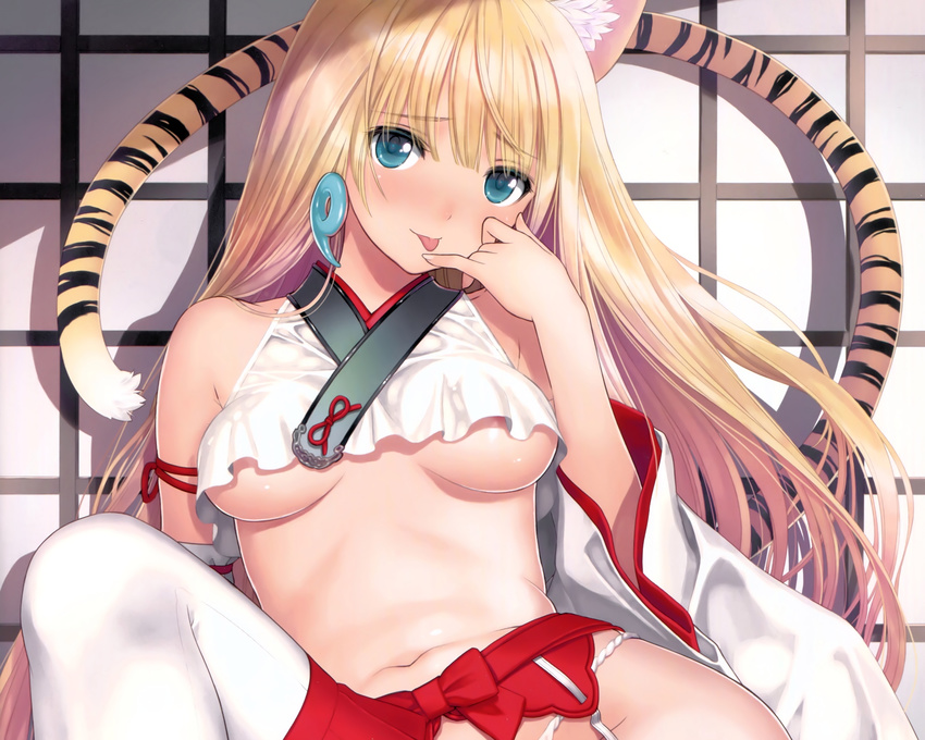 animal_ears cameltoe catgirl cropped no_bra panties scan see_through stockings tail taka_tony thighhighs underboob underwear