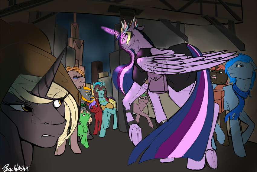 angry armor backlash91 city conditional_dnp crown dark emotional equine friendship_is_magic guard horn horse magic mammal mistrust my_little_pony pegasus pony princess royalty saddle_bag twilight_sparkle_(mlp) unicorn winged_unicorn wings