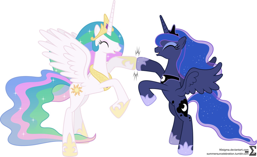 2016 90sigma absurd_res alpha_channel blue_feathers blue_fur blue_hair crown cutie_mark duo equine eyes_closed feathered_wings feathers female feral friendship_is_magic fur hair hi_res horn jewelry mammal multicolored_hair my_little_pony necklace princess_celestia_(mlp) princess_luna_(mlp) simple_background smile spread_wings superabsurd_res transparent_background white_feathers white_fur winged_unicorn wings