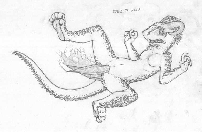 2011 anal anal_penetration anthro anus argonian barefoot breasts claws featureless_breasts female greyscale horn long_tail lying mizzyam monochrome nude on_back open_mouth pain pencil_(artwork) penetration pussy scalie sharp_teeth simple_background solo spread_legs spreading teeth the_elder_scrolls toe_curl traditional_media_(artwork) vaginal vaginal_penetration video_games white_background