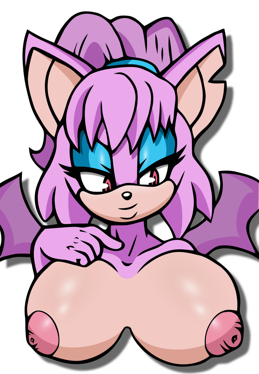 bat bessi_the_bat big_breasts breasts damian_hodge fan_character female hi_res huge_breasts makeup mammal nipples nude solo sonic_(series) wings