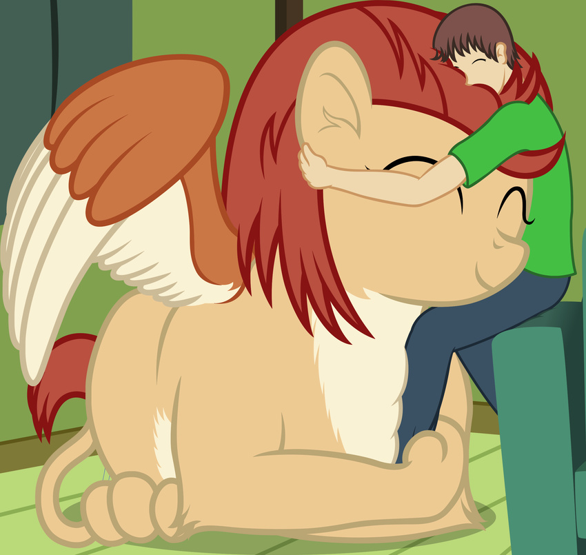 2016 anon badumsquish duo equine fan_character female hair horse house hug human hybrid inside invalid_color male mammal my_little_pony pony sphinx wings