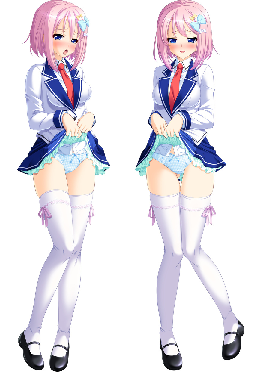 ahegao artist_request bishop_(company) blue_hair blue_panties blush breasts character_request game_cg houkago_3_~nerawareta_junketsu~ open_mouth panties petite pink_hair school_uniform source_request suzaka_miho transparent_background