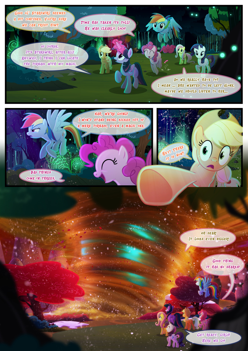 2016 applejack_(mlp) comic dialogue english_text equine female fluttershy_(mlp) forest friendship_is_magic group horn light262 mammal my_little_pony pegasus pinkie_pie_(mlp) rainbow_dash_(mlp) rarity_(mlp) text tornado tree twilight_sparkle_(mlp) unicorn winged_unicorn wings