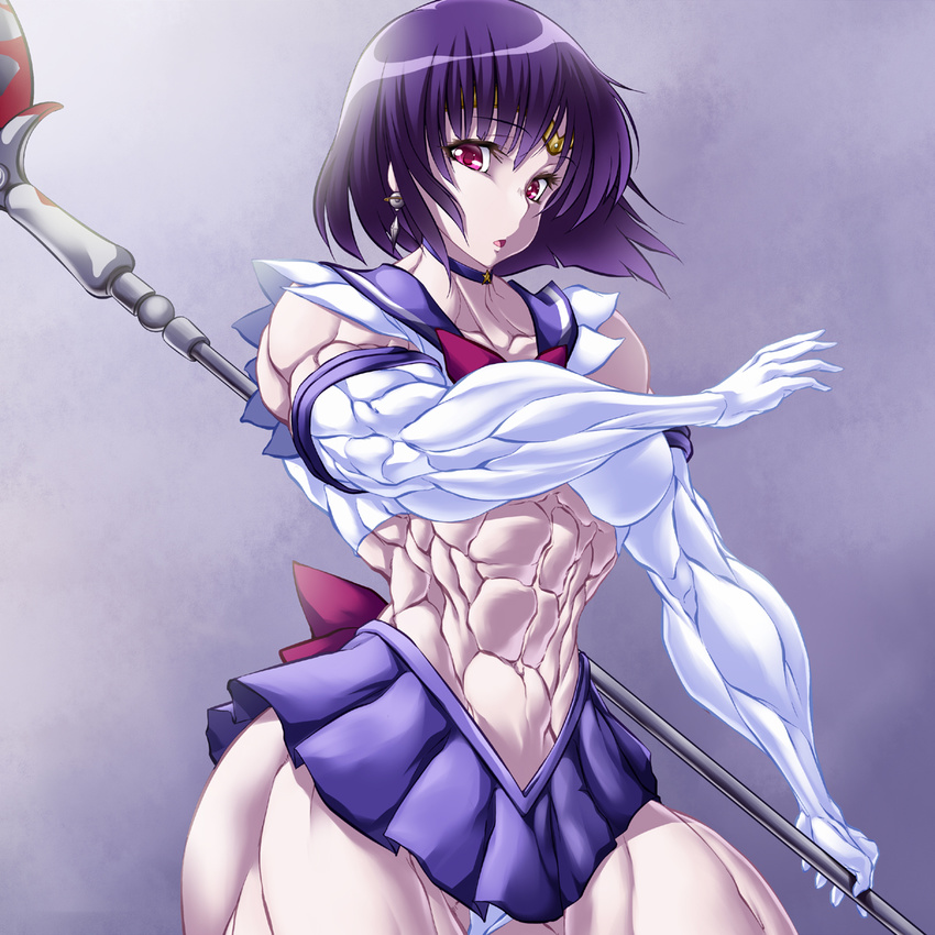 1girl bishoujo_senshi_sailor_moon breasts extreme_muscles female highres muscle purukogi_(plasma_beach) sailor_saturn