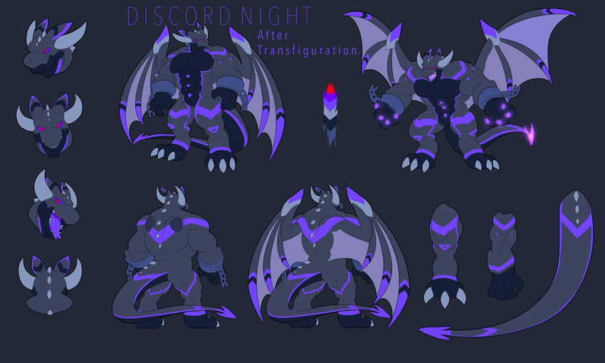 discordnight dragon model_sheet muscular red_eyes vress- wings