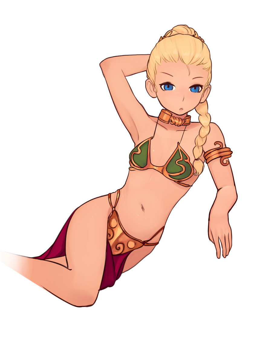 34no404 armlet armor bikini_armor blonde_hair braid breasts cammy_white character_request choker cosplay forehead hair_over_shoulder highres long_hair navel pelvic_curtain princess_leia_organa_solo princess_leia_organa_solo_(cosplay) single_braid slave small_breasts solo star_wars street_fighter