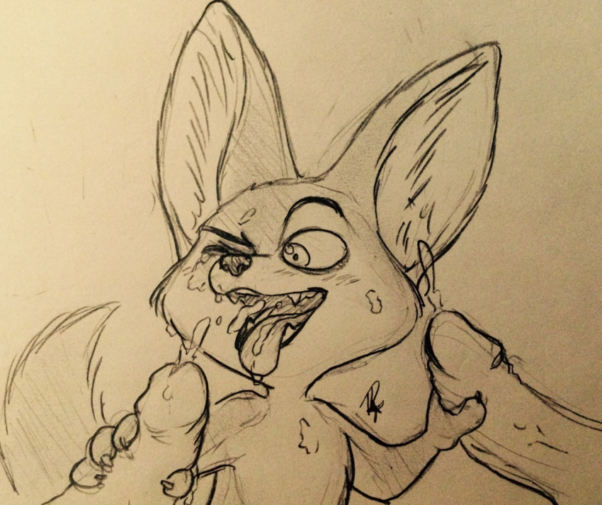 canine cum cum_in_mouth cum_inside cum_on-face disembodied_penis disney double_handjob fennec finnick fox handjob male mammal mica_xiii one_eye_closed penis sex tongue tongue_out zootopia