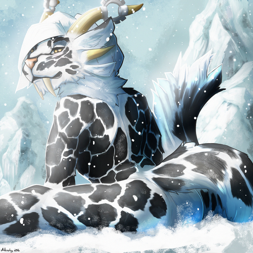 akkusky artistic_nudity blizzard charr feline female guild_wars hi_res mammal nude piercing pinup pose video_games