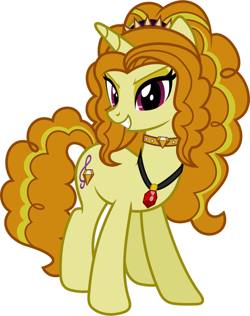 2015 90sigma absurd_res adagio_dazzle_(eg) alpha_channel cutie_mark equestria_girls equine female feral fur hair hi_res horn jewelry looking_at_viewer mammal multicolored_hair my_little_pony necklace purple_eyes simple_background smile solo transparent_background two_tone_hair unicorn yellow_fur