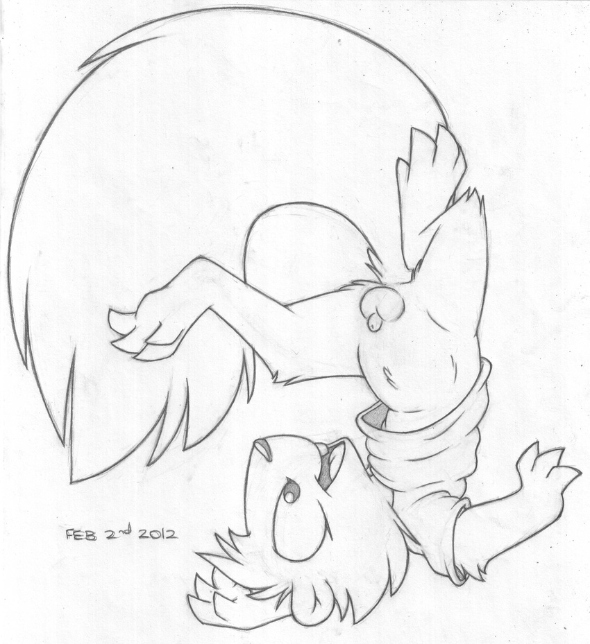2012 absurd_res animal_genitalia anthro balls barefoot bottomless buckteeth buttonverse clothed clothing cub greyscale hi_res looking_up male mammal mizzyam monochrome open_mouth pencil_(artwork) rickie_squirrel rodent sheath shirt shoulder_stand simple_background smile solo squirrel teeth traditional_media_(artwork) upside_down white_background young