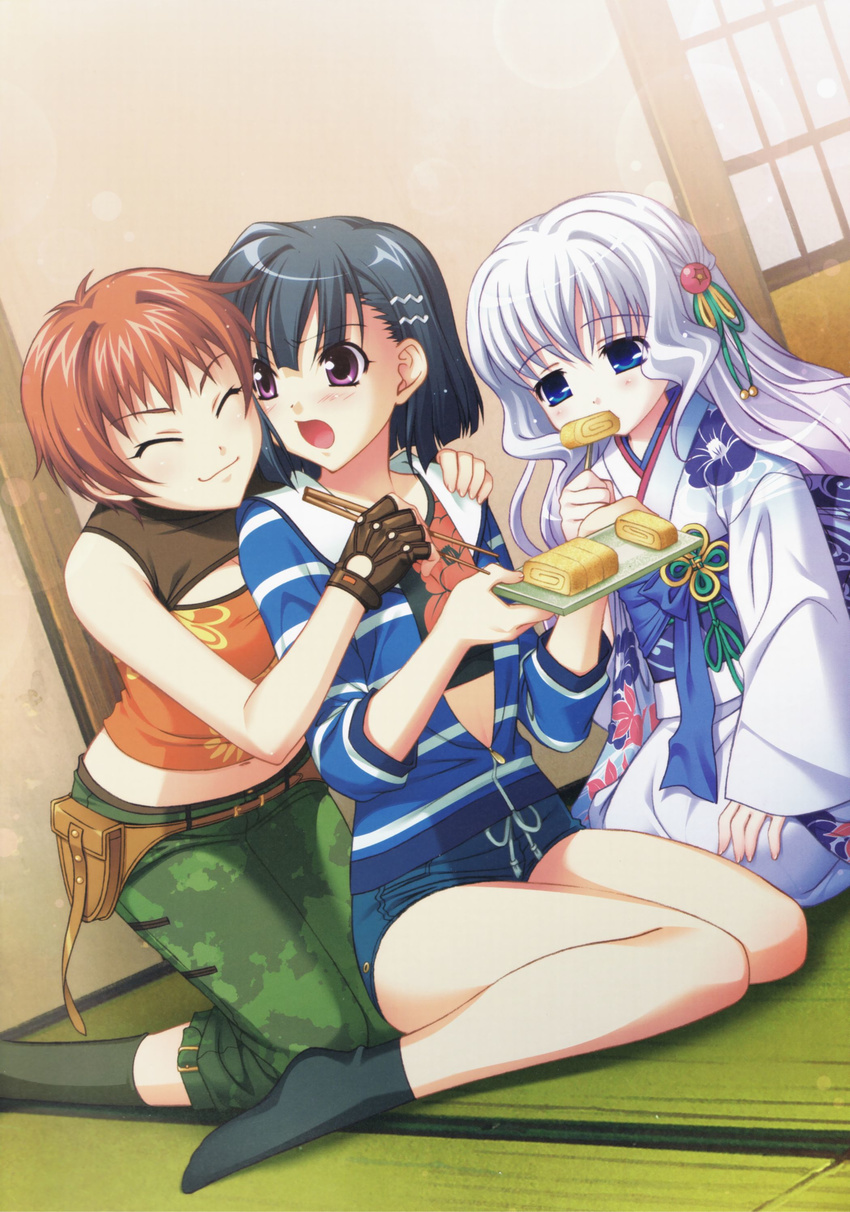 aoi_shiro hal kimono kyan_migiwa nami_(aoi_shiro) osanai_shouko success