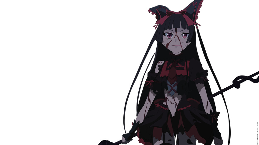 black_hair blood bow gate_-_jieitai_ka_no_chi_nite_kaku_tatakaeri goth-loli lolita_fashion long_hair red_eyes ribbons rory_mercury tie transparent vector watermark