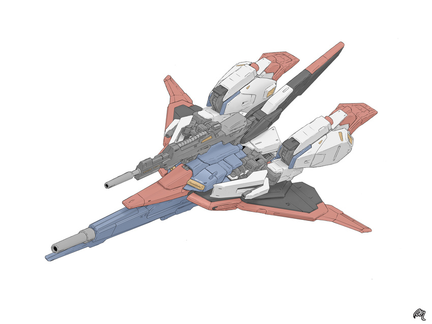 alternate_form beam_cannon beam_rifle energy_gun gundam highres mecha mousanjiq no_humans signature weapon zeta_gundam zeta_gundam_(mobile_suit)