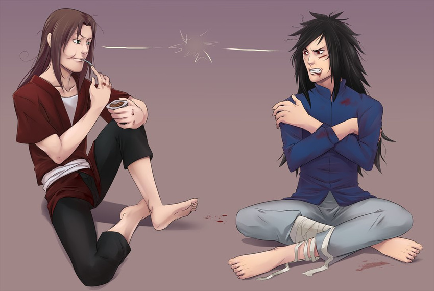 2boys barefoot feet gay male male_focus multiple_boys naruto senju_hashirama uchiha_madara yaoi