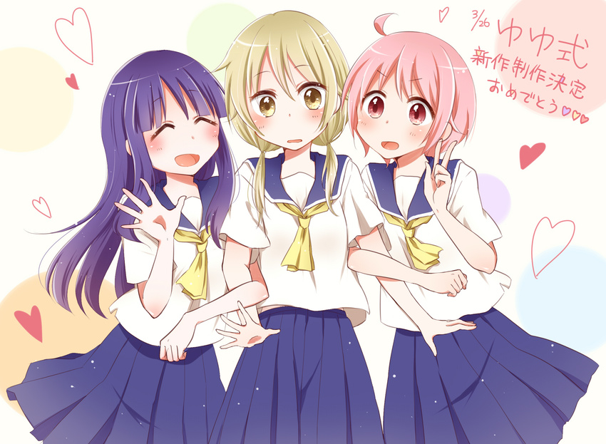 hinata_yukari ichii_yui koro nonohara_yuzuko seifuku yuyushiki