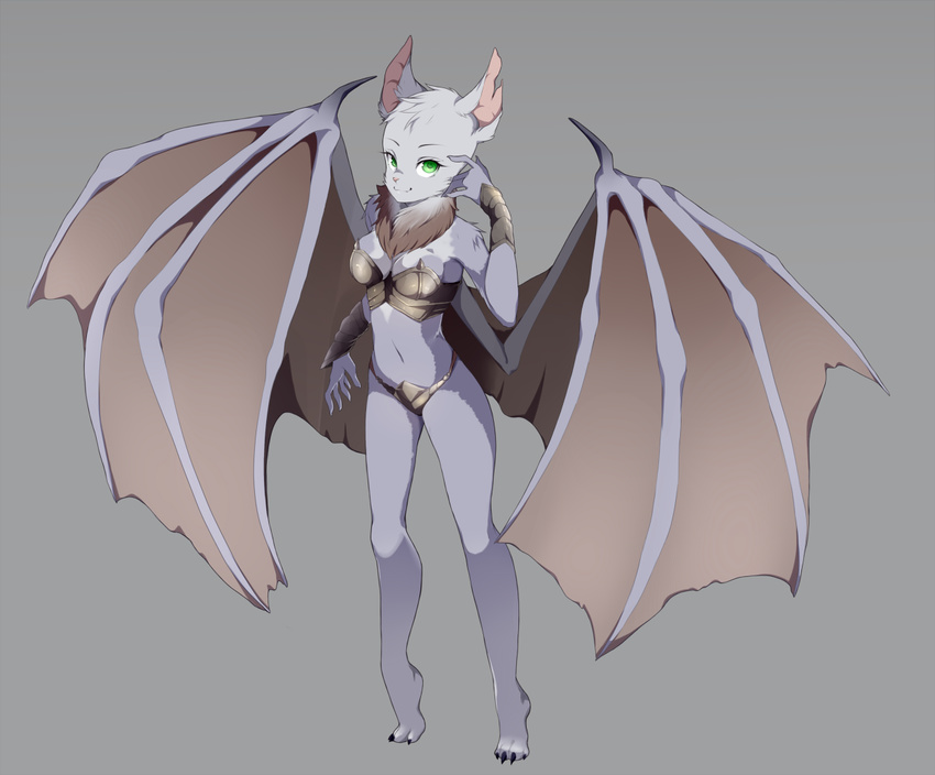 anthro bat bra breasts claws clothing coffeechicken ellise_the_bat female fur green_eyes looking_at_viewer mammal neck_tuft panties smile solo tuft underwear wings