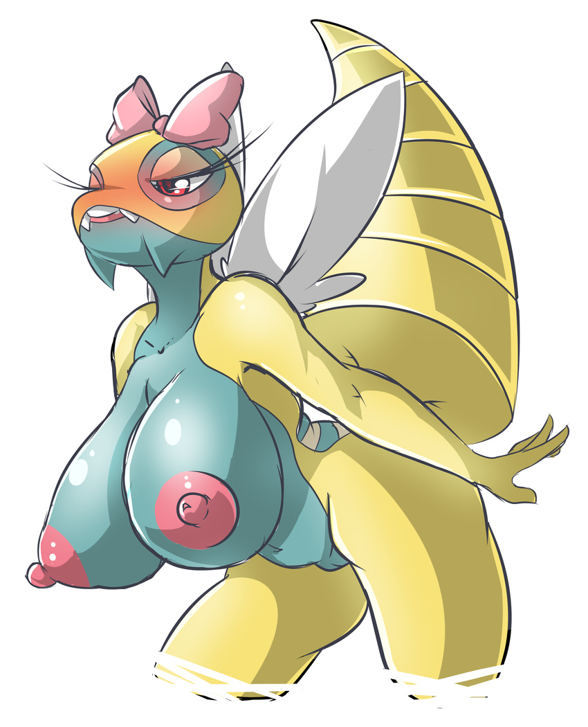 2016 absurd_res anthro anthrofied areola big_breasts blush breasts dunsparce female hi_res mammal nintendo nipples nude pok&eacute;mon pok&eacute;morph simple_background solo suddenhack video_games white_background