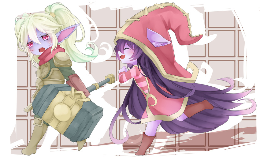 abstract_background absurd_res duo female hammer hi_res league_of_legends lulu_(lol) poppy_(lol) tools video_games yordle