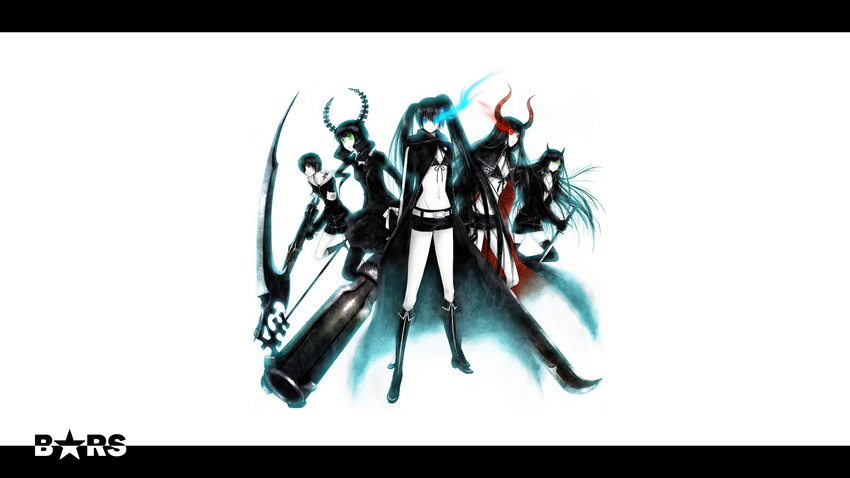 black_devil_girl black_gold_saw black_matagi black_rock_shooter black_rock_shooter_(character) dead_master gun scythe sword yuuno_(pixiv138887)