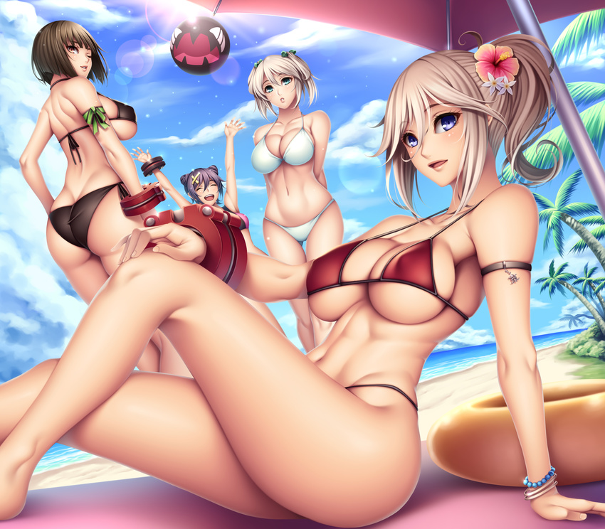 arisa_iriinchina_amieera bikini ciel_alencon cleavage erect_nipples god_eater god_eater_2 izayoi_kaname kouzuki_nana swimsuits tachibana_sakuya underboob