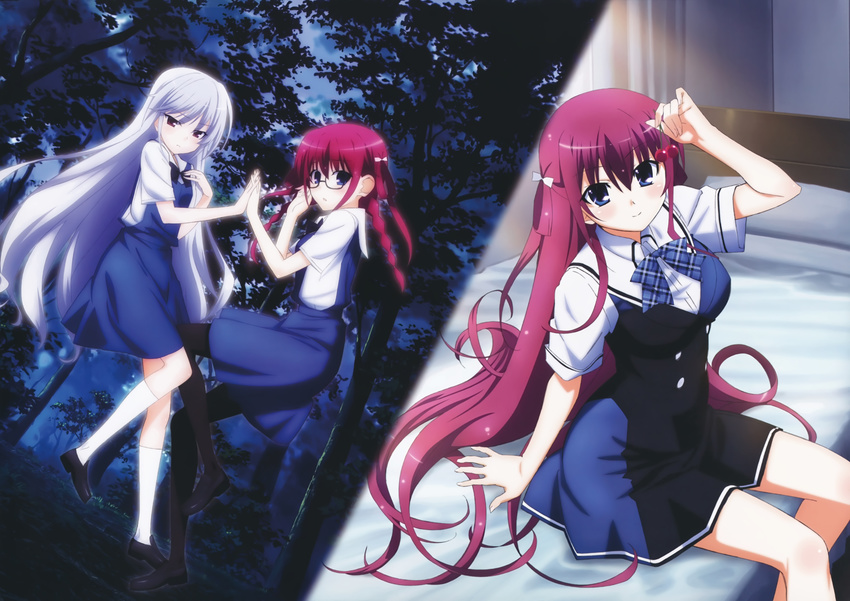 2girls absurdres glasses grisaia_(series) grisaia_no_kajitsu highres kazami_kazuki multiple_girls official_art pantyhose possible_duplicate suou_amane