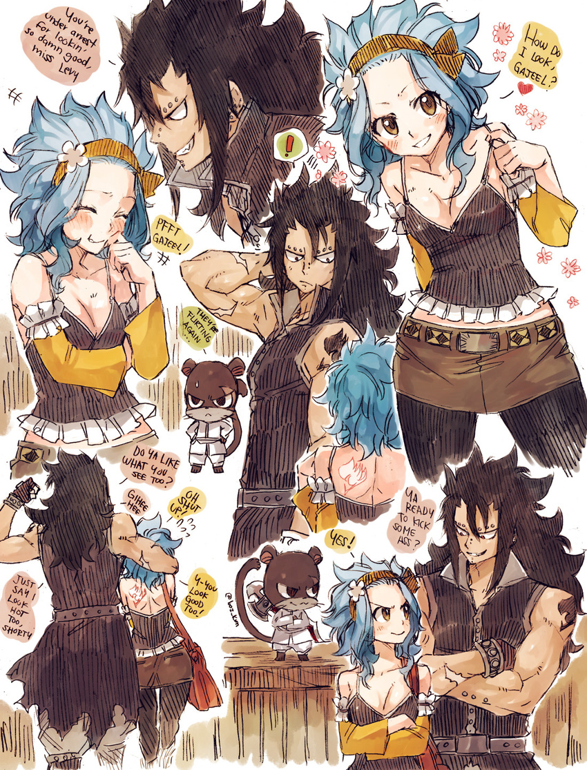 1boy 1girl fairy_tail gajeel_redfox levy_mcgarden pantherlily rusky