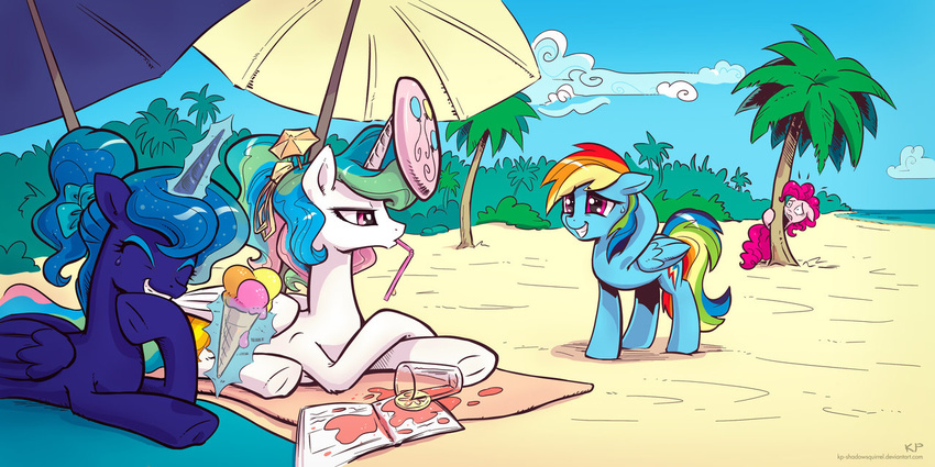 beach bendy_straw blue_eyes blue_fur blue_hair cloud cutie_mark dessert earth_pony equine feathered_wings feathers female feral food friendship_is_magic frisbee fur hair horn horse ice_cream karol_pawlinski lemonade long_hair mammal multicolored_hair my_little_pony outside pegasus pink_hair pink_lemonade pinkie_pie_(mlp) pony princess_celestia_(mlp) princess_luna_(mlp) rainbow_dash_(mlp) rainbow_hair seaside sky unicorn winged_unicorn wings