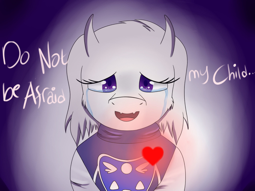 4:3 anthro big_eyes crying female front_view hi_res horn mammal proxyjack restricted_palette simple_background solo tears toriel undertale video_games