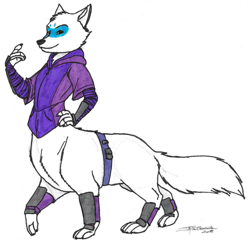 2018 5_fingers alopex arctic_fox arctic_fox_taur beastbehavior beckoning bedroom_eyes bottomless canid canid_taur canine canine_taur claws clothed clothing dragonheart07 eyebrows eyeslashes female fluffy fluffy_tail fox fox_taur fur half-closed_eyes hand_on_hip hoodie jayme_brown looking_at_viewer mammal partially_clothed seductive signature simple_background smile solo taur taurification teenage_mutant_ninja_turtles walking white_background white_fur zipper