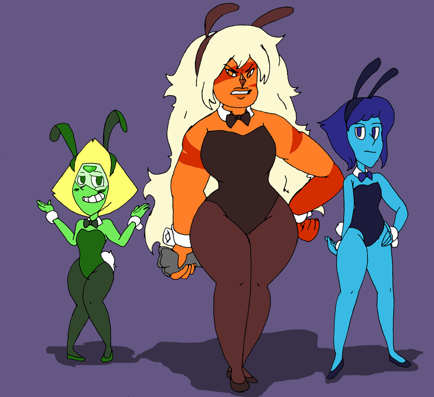 alien bunny_costume clothing female gem_(species) jasper_(steven_universe) lapis_lazuli_(steven_universe) necktie peridot_(steven_universe) steven_universe unknown_artist wide_hips