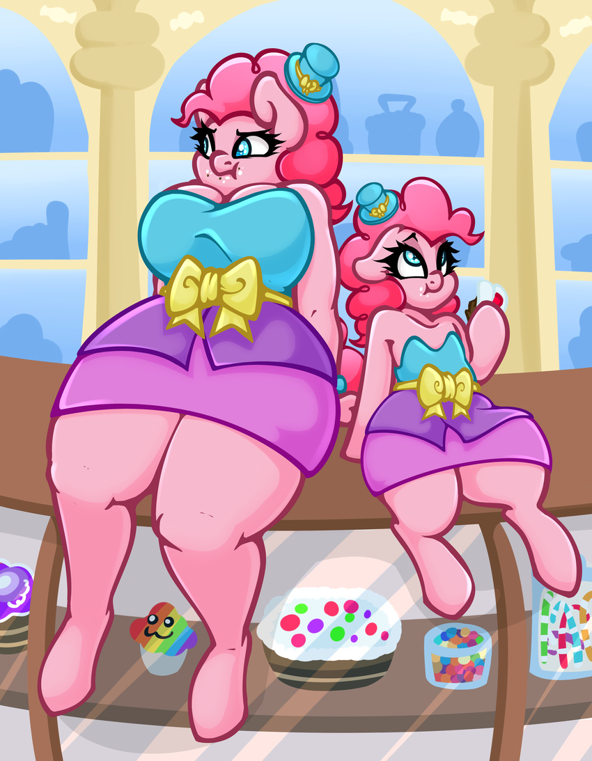 2016 absurd_res anthro big_breasts breasts duo earth_pony equine female feral friendship_is_magic hi_res horse huge_breasts mammal my_little_pony pinkie_pie_(mlp) pony slavedemorto