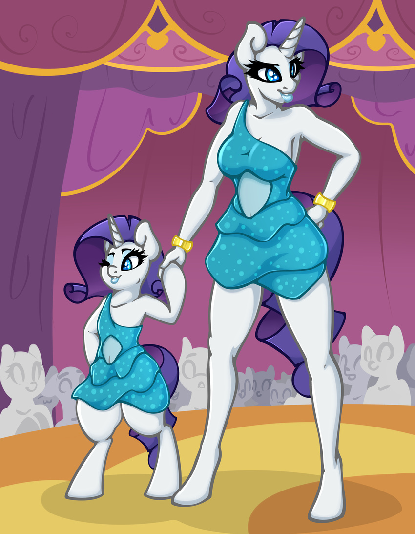 2016 absurd_res anthro breasts detailed_background duo equine female feral friendship_is_magic hi_res horn mammal my_little_pony rarity_(mlp) slavedemorto unicorn