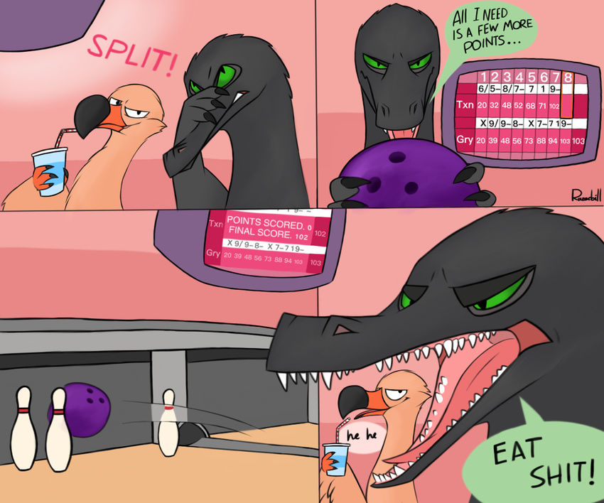 beverage bowling comic dinosaur food gerry raptor razorbill soda texan theropod