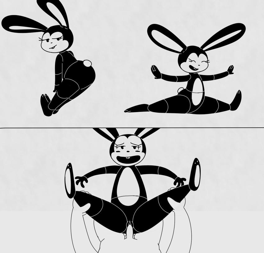 animatronic anthro bedroom_eyes black_and_white blush bonnie_(fnaf) buckteeth crossgender cute eyes_closed female first_person_view five_nights_at_freddy's fucked_silly half-closed_eyes human lagomorph leg_grab machine male male/female mammal monochrome penetration penis pose pussy rabbit robot rubberhose seductive smile splits spread_legs spreading teasing teeth vaginal vaginal_penetration video_games