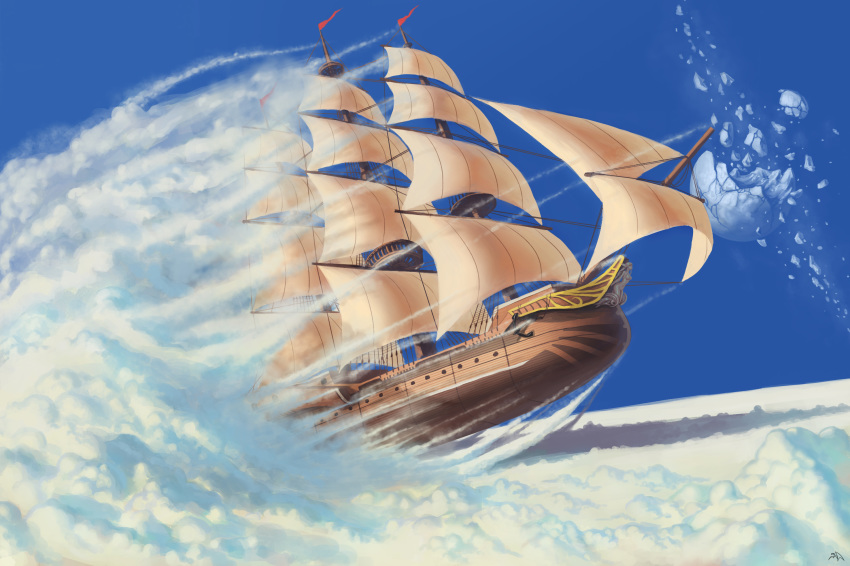 airship boat clouds darkmuleth moon nobody original scenic sky