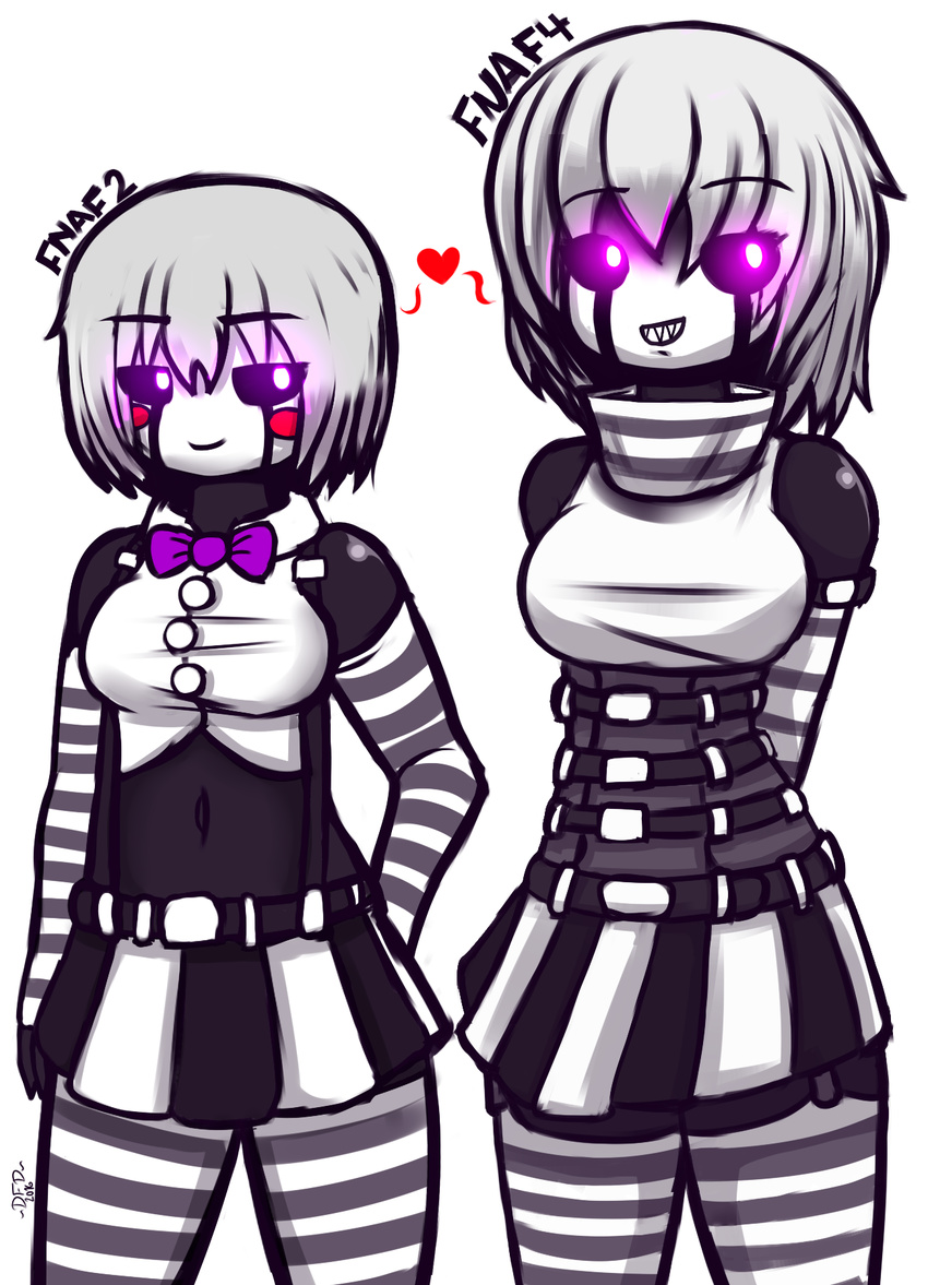 &lt;3 2016 clothed clothing datfurrydude female five_nights_at_freddy's five_nights_at_freddy's_2 five_nights_at_freddy's_4 hi_res marionette_(fnaf) nightmarionne_(fnaf) not_furry puppet_(fnaf) sharp_teeth simple_background size_difference smile smirk teeth video_games