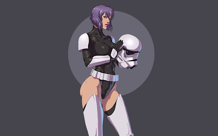 1girl android black_hair blue_eyes dmitrys ghost_in_the_shell hips kusanagi_motoko short_hair star_wars stormtrooper