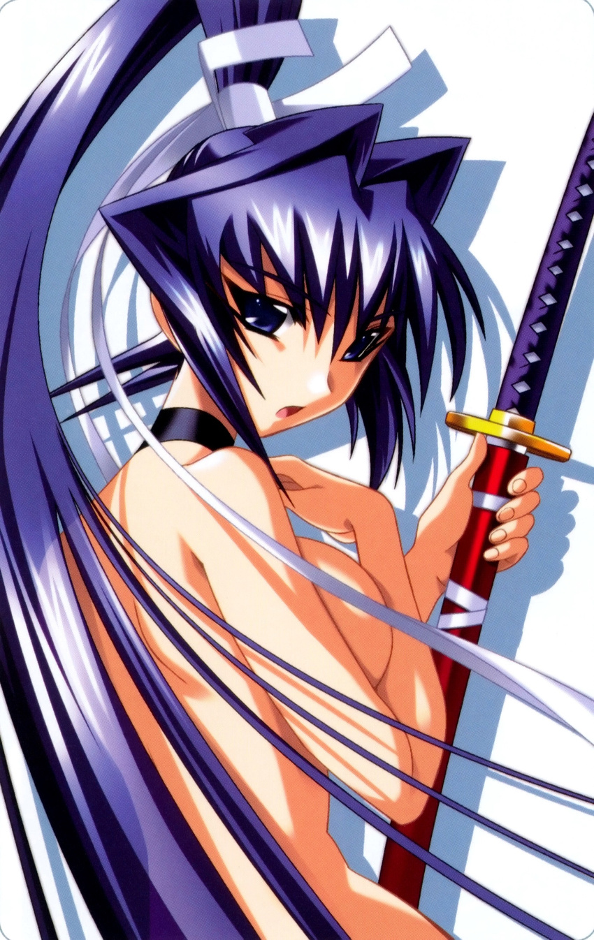 blue_hair breasts katana large_breasts mitsurugi_meiya muvluv sword